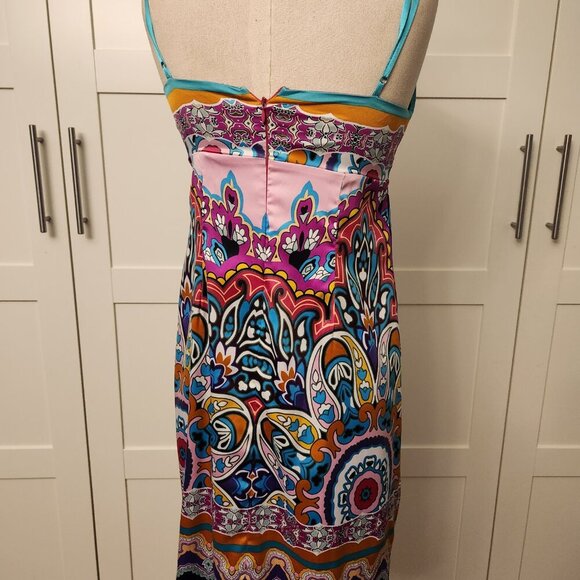 Mixit size 4 multi color handkerchief dress satin finish spaghetti strap - Picture 4 of 5